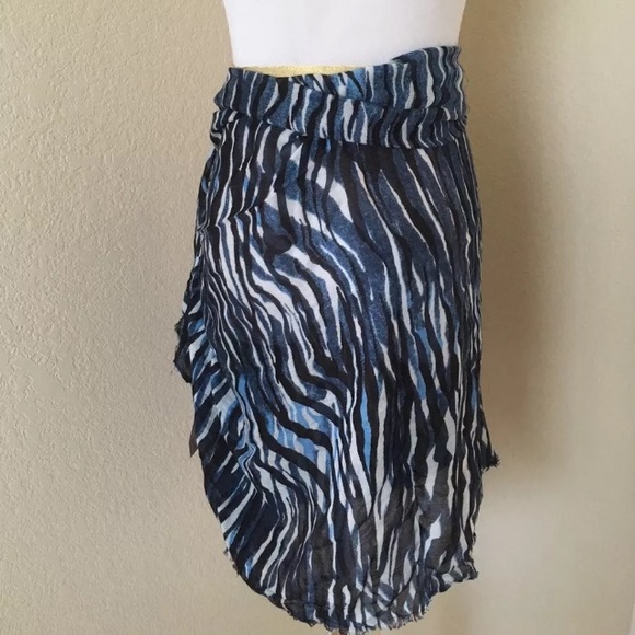 Express Accessories - Blue shawl or bathing suit cover wavy stripes